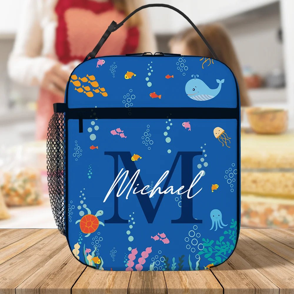 Personalized Whale Jellyfish Marine Life Insulated Lunch Bag with Name Portable Back to School Picnic Birthday Gift for Kids 29119232 - DiyGiftly