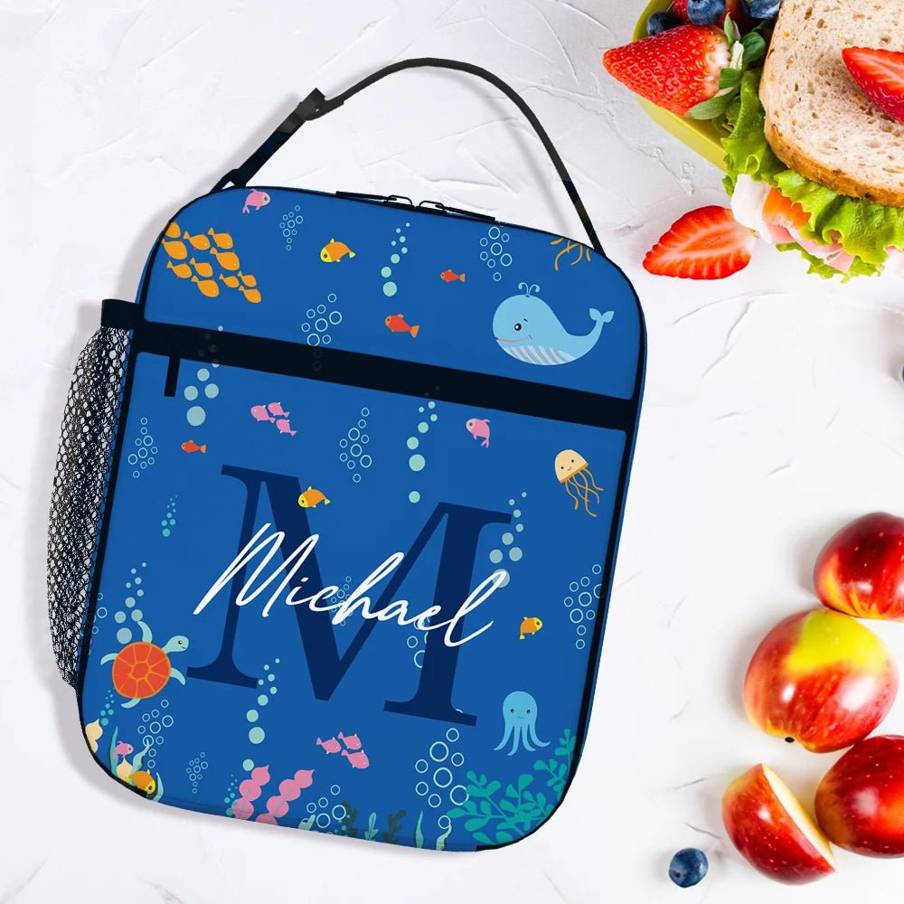 Personalized Whale Jellyfish Marine Life Insulated Lunch Bag with Name Portable Back to School Picnic Birthday Gift for Kids 29119232 - DiyGiftly
