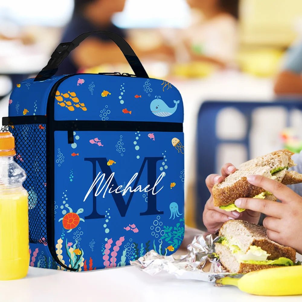 Personalized Whale Jellyfish Marine Life Insulated Lunch Bag with Name Portable Back to School Picnic Birthday Gift for Kids 29119232 - DiyGiftly