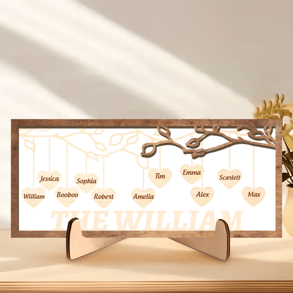 Personalized Wooden Family Tree Sign with stand| Decoration | Couple | Hanging Hearts | Mothers Day | Best Mom Ever Love Grows Here 745665 - 745989 - 746011 - DiyGiftly