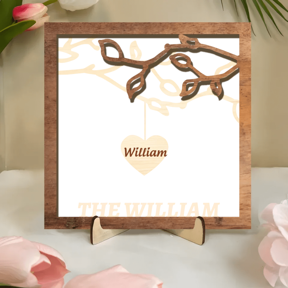 Personalized Wooden Family Tree Sign with stand| Decoration | Couple | Hanging Hearts | Mothers Day | Best Mom Ever Love Grows Here 745665 - 745989 - 746011 - DiyGiftly