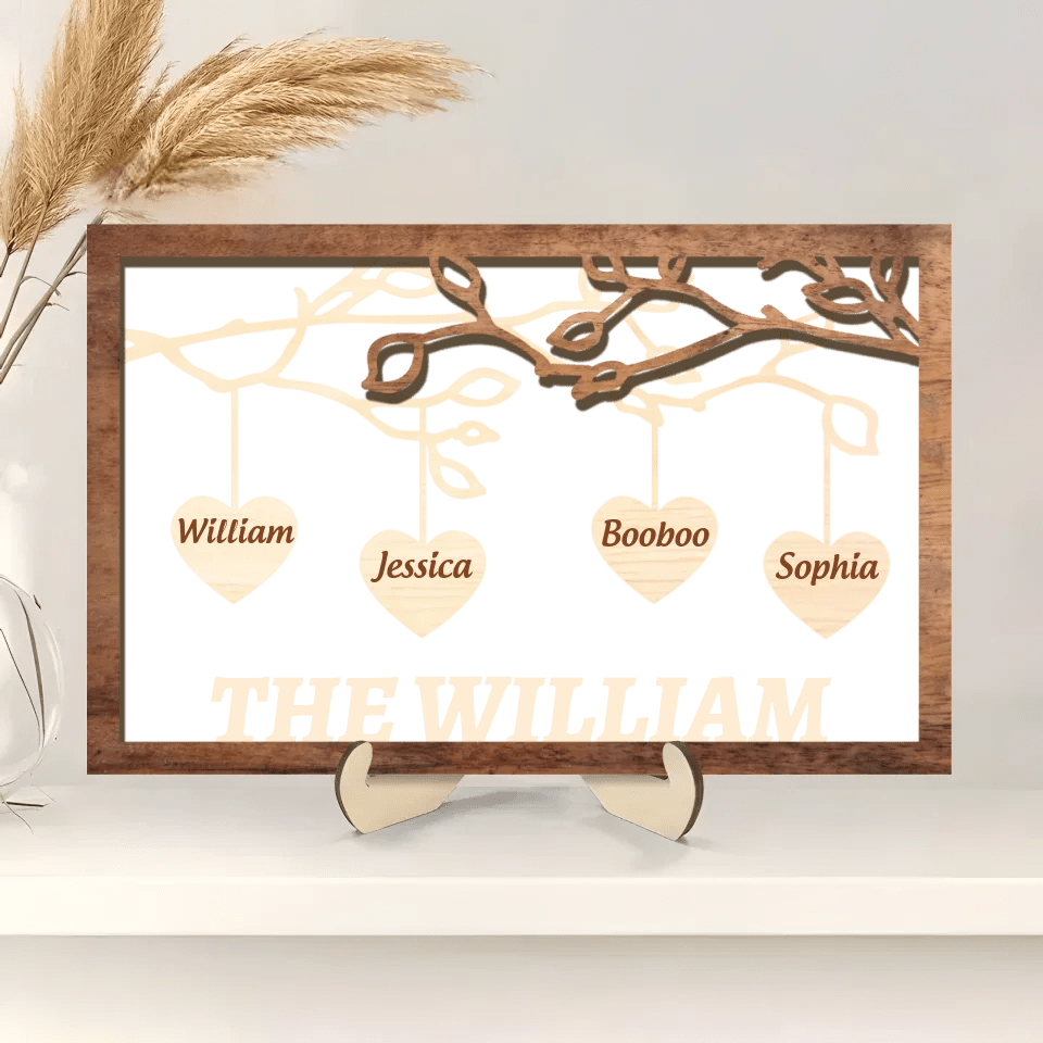 Personalized Wooden Family Tree Sign with stand| Decoration | Couple | Hanging Hearts | Mothers Day | Best Mom Ever Love Grows Here 745665 - 745989 - 746011 - DiyGiftly