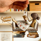 Personalized Wooden Ornament Book Lover Reading Book On Sofa Gift For Book Lover - DiyGiftly