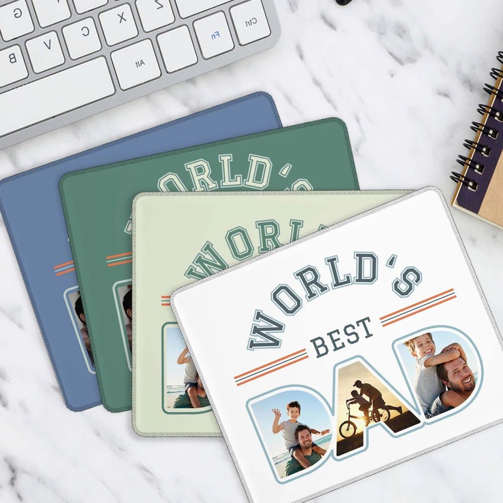 world s best dad 3 photos non slip mouse pad office desk supplies custom gift for dad personalized gift