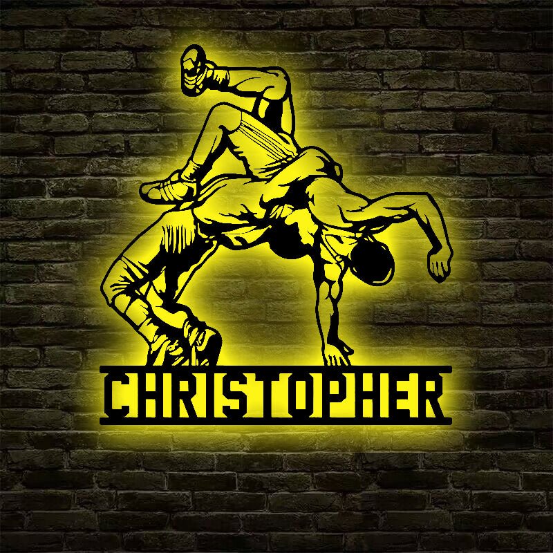 Personalized Wrestling Metal Sign – Custom Name Wall Decor for Wrestlers, Wrestling Fans, and Sports Enthusiasts 10106368 - DiyGiftly
