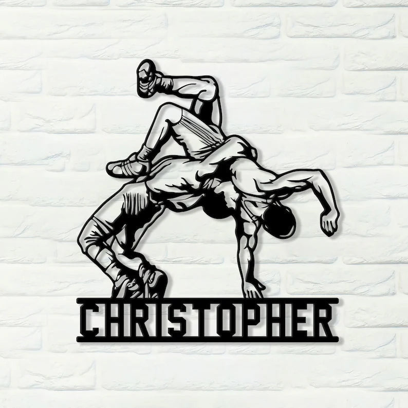 Personalized Wrestling Metal Sign – Custom Name Wall Decor for Wrestlers, Wrestling Fans, and Sports Enthusiasts 10106368 - DiyGiftly