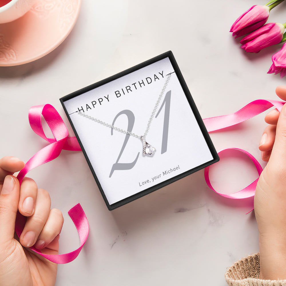 Personalized Your Age Message Card with Necklace Gift for Birthday - DiyGiftly
