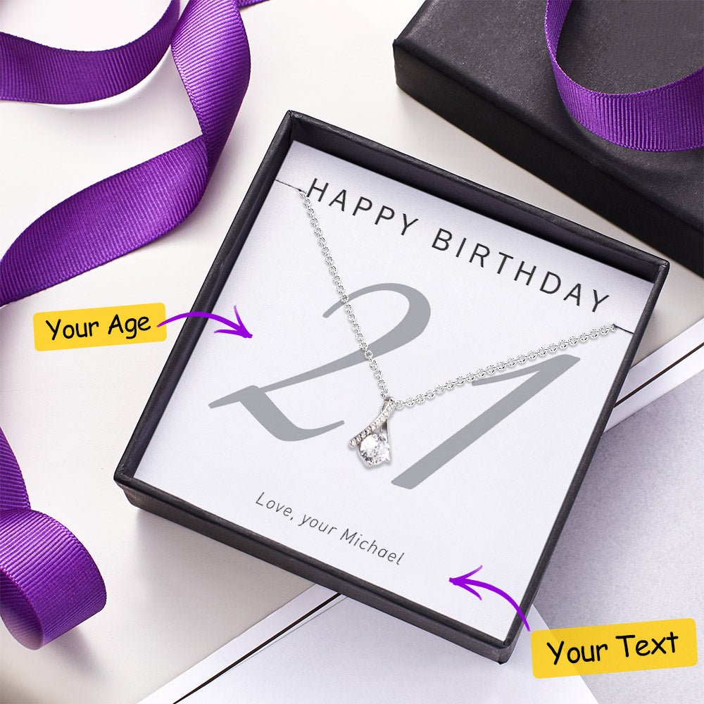 Personalized Your Age Message Card with Necklace Gift for Birthday - DiyGiftly