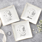 custom zodiac flower sign trinket dish name ceramic jewelry detail view