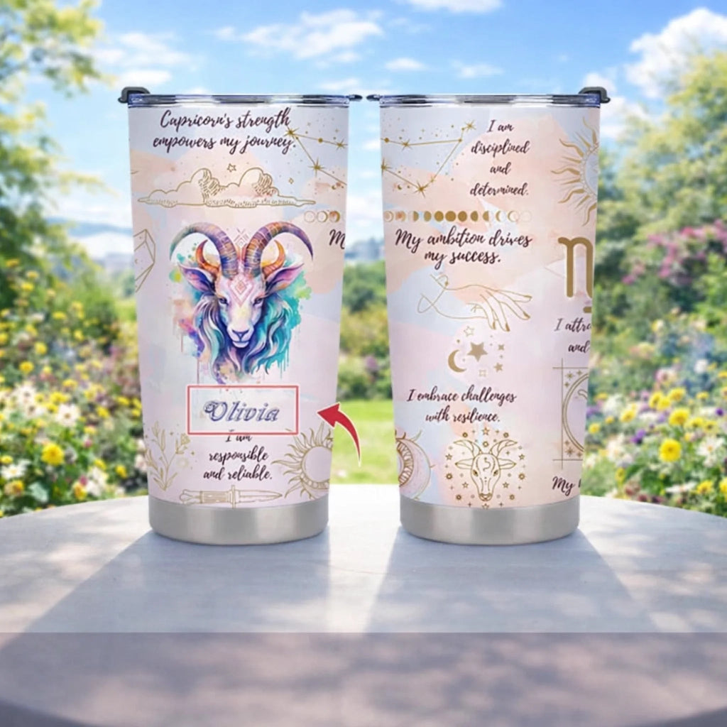 Personalized Zodiac Sign Constellation 20oz Tumbler - Custom Name Affirmation Coffee Cup - Unique Birthday Astrology Gift for Family and Friends 1107637 - DiyGiftly