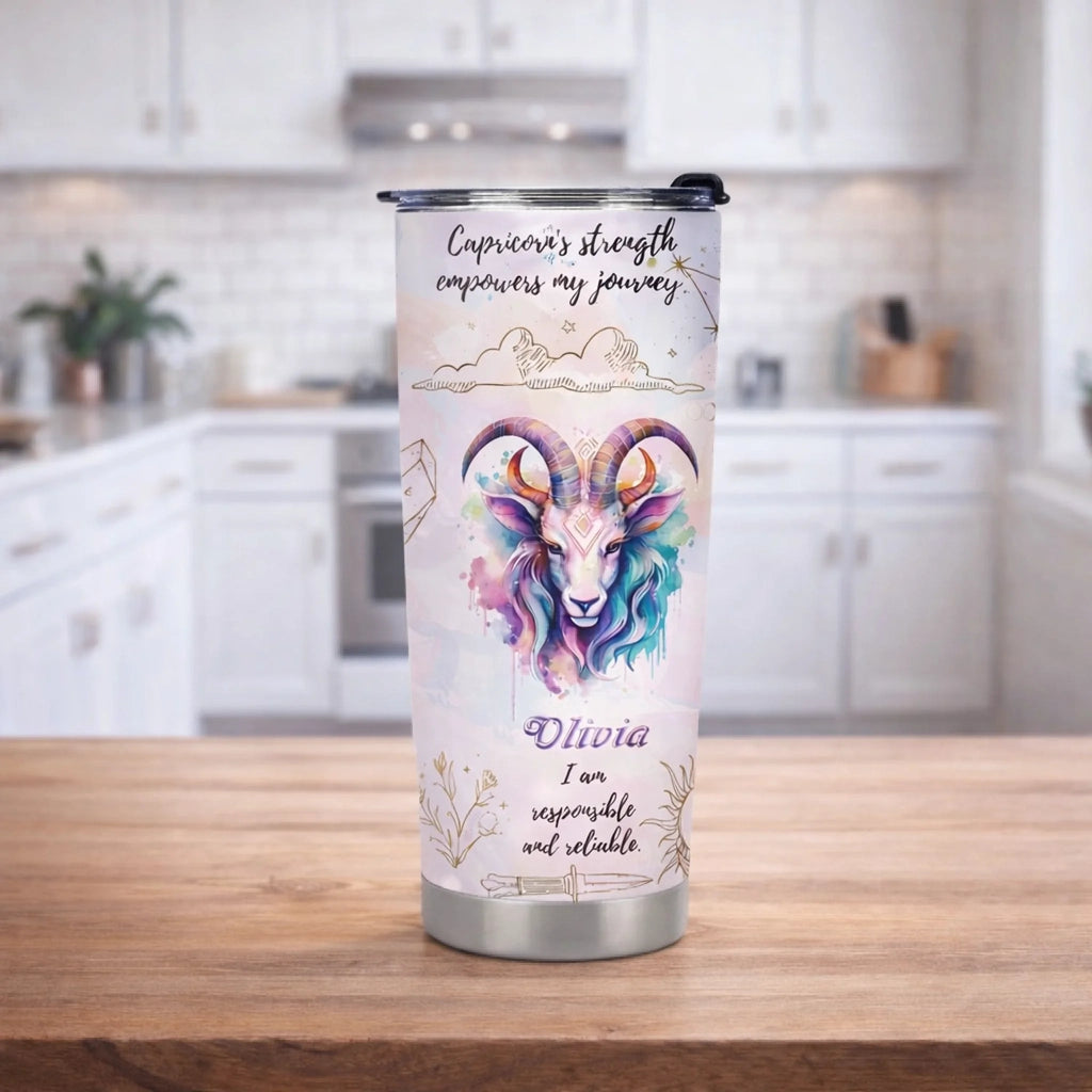Personalized Zodiac Sign Constellation 20oz Tumbler - Custom Name Affirmation Coffee Cup - Unique Birthday Astrology Gift for Family and Friends 1107637 - DiyGiftly