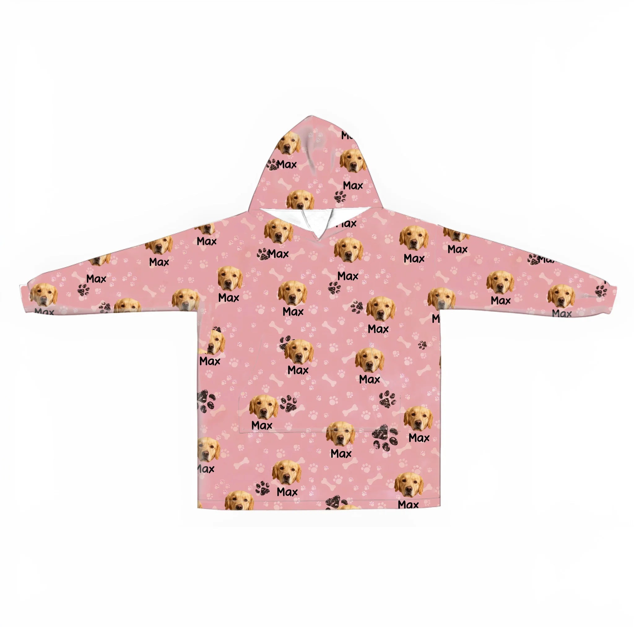 Pet Face Cute – Personalized Oversized Blanket Hoodie, Custom Photo Pet Hoodie Blanket, Cozy Wearable Throw, Funny Gift for Dog & Cat Lovers, Pet Mom & Dad 1081395 - DiyGiftly