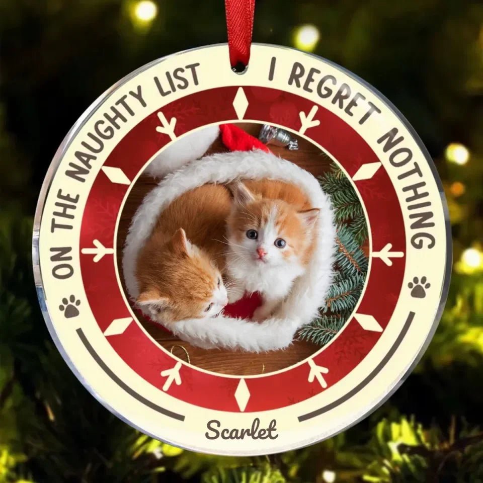 Pet Lovers - On The Naughty List I Regret Nothing - Personalized Circle Ornament 677913 - DiyGiftly