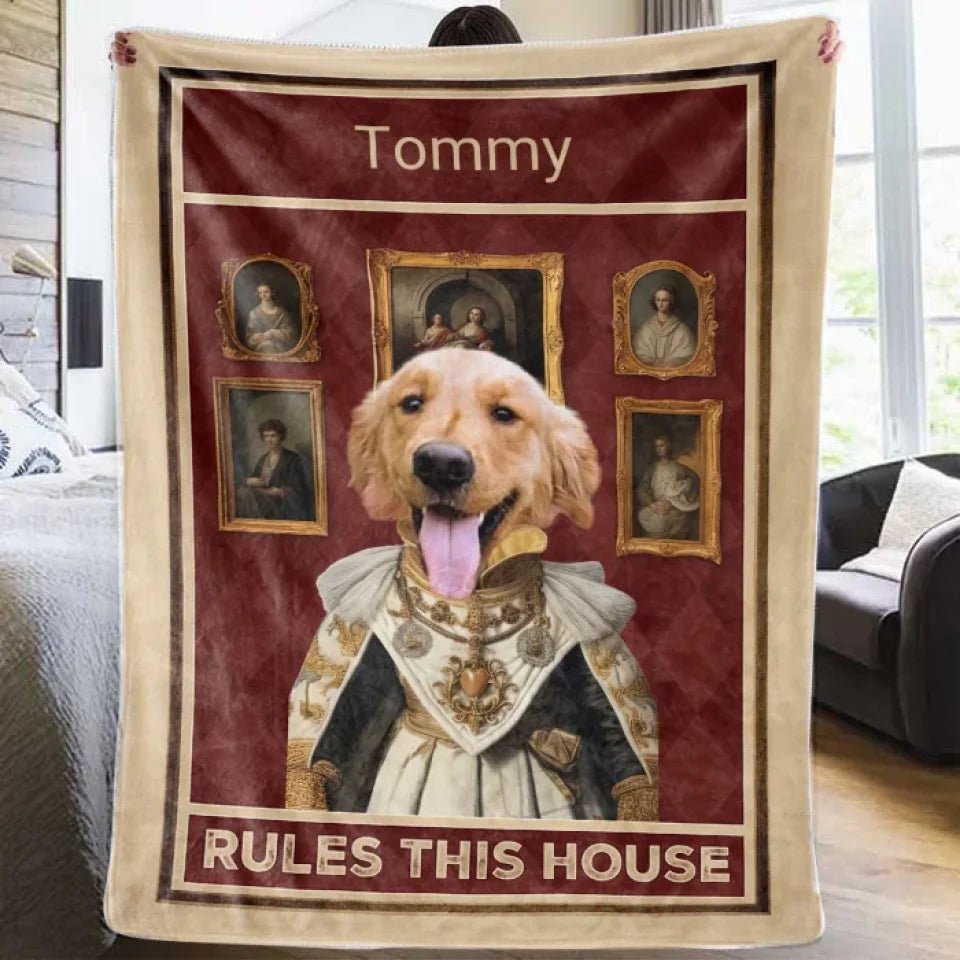 Pet Rules This House - Personalized Photo Blanket 719807 - M - DiyGiftly