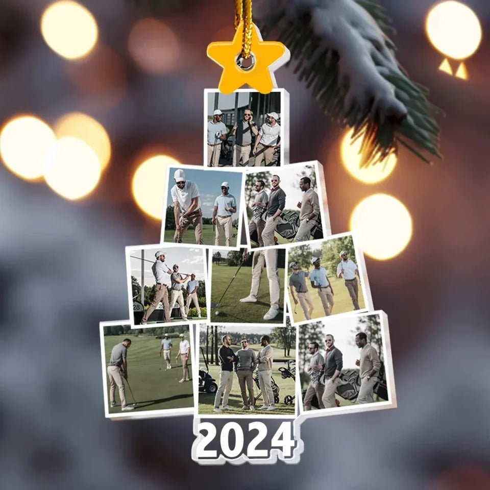 Photo Golfing Christmas Tree - Personalized Acrylic Photo Ornament 683383 - DiyGiftly