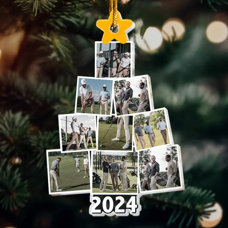 Photo Golfing Christmas Tree - Personalized Acrylic Photo Ornament 683383 - DiyGiftly