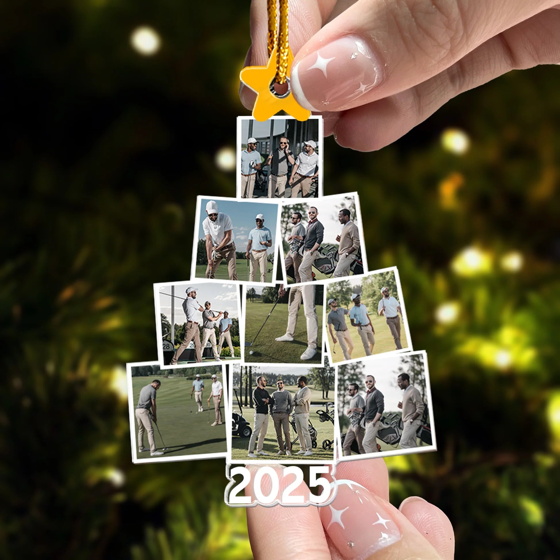 Photo Golfing Christmas Tree - Personalized Acrylic Photo Ornament, Custom Holiday Decoration for Golf Lovers, Perfect Family Gift for Christmas Tree 86577408 - DiyGiftly