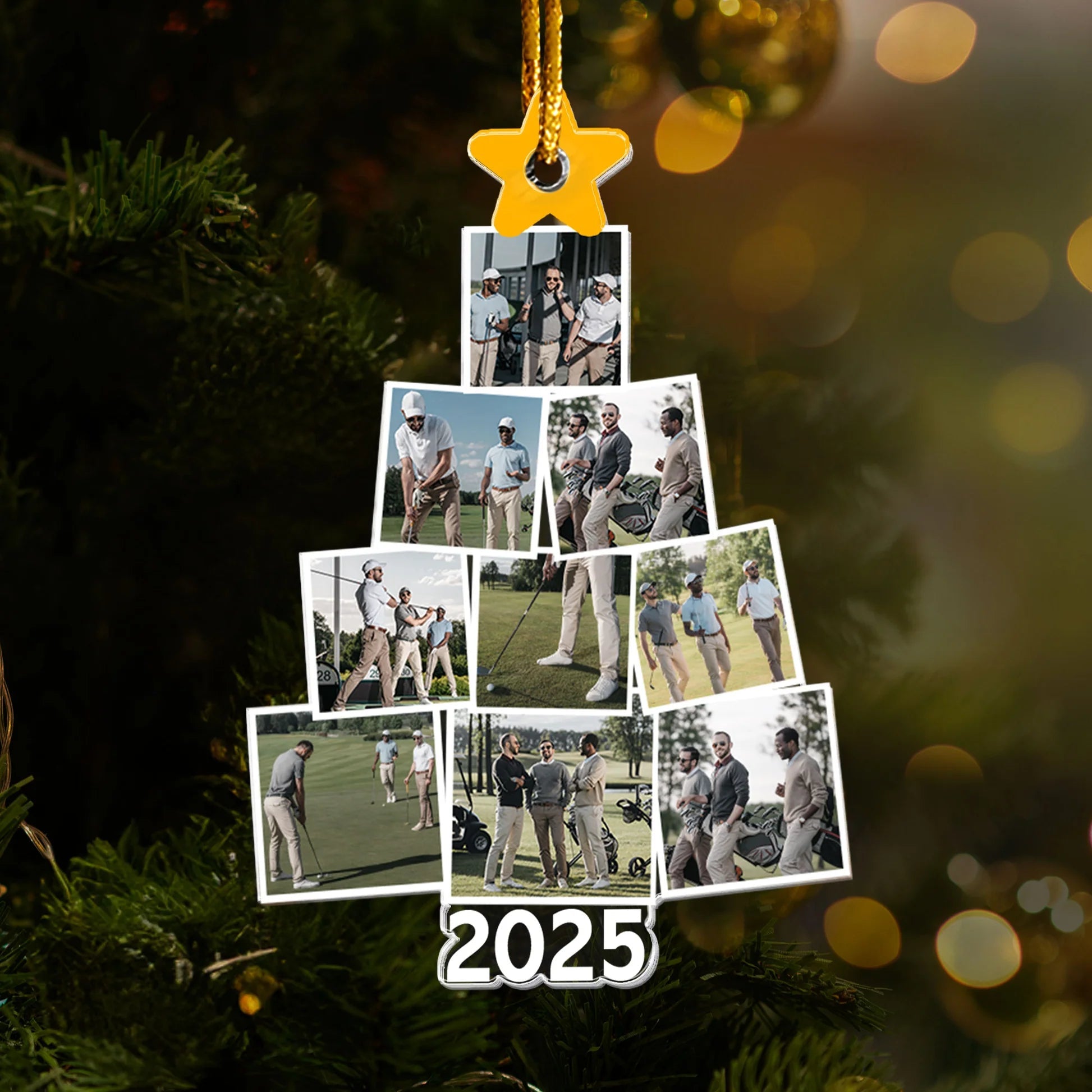 Photo Golfing Christmas Tree - Personalized Acrylic Photo Ornament, Custom Holiday Decoration for Golf Lovers, Perfect Family Gift for Christmas Tree 86577408 - DiyGiftly