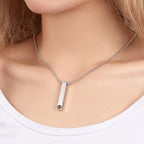 Photo Projection 3D Bar Necklace Vertical Bar Necklace Gifts For Father - DiyGiftly