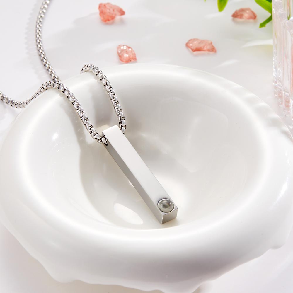 Photo Projection 3D Bar Necklace Vertical Bar Necklace Gifts For Father - DiyGiftly