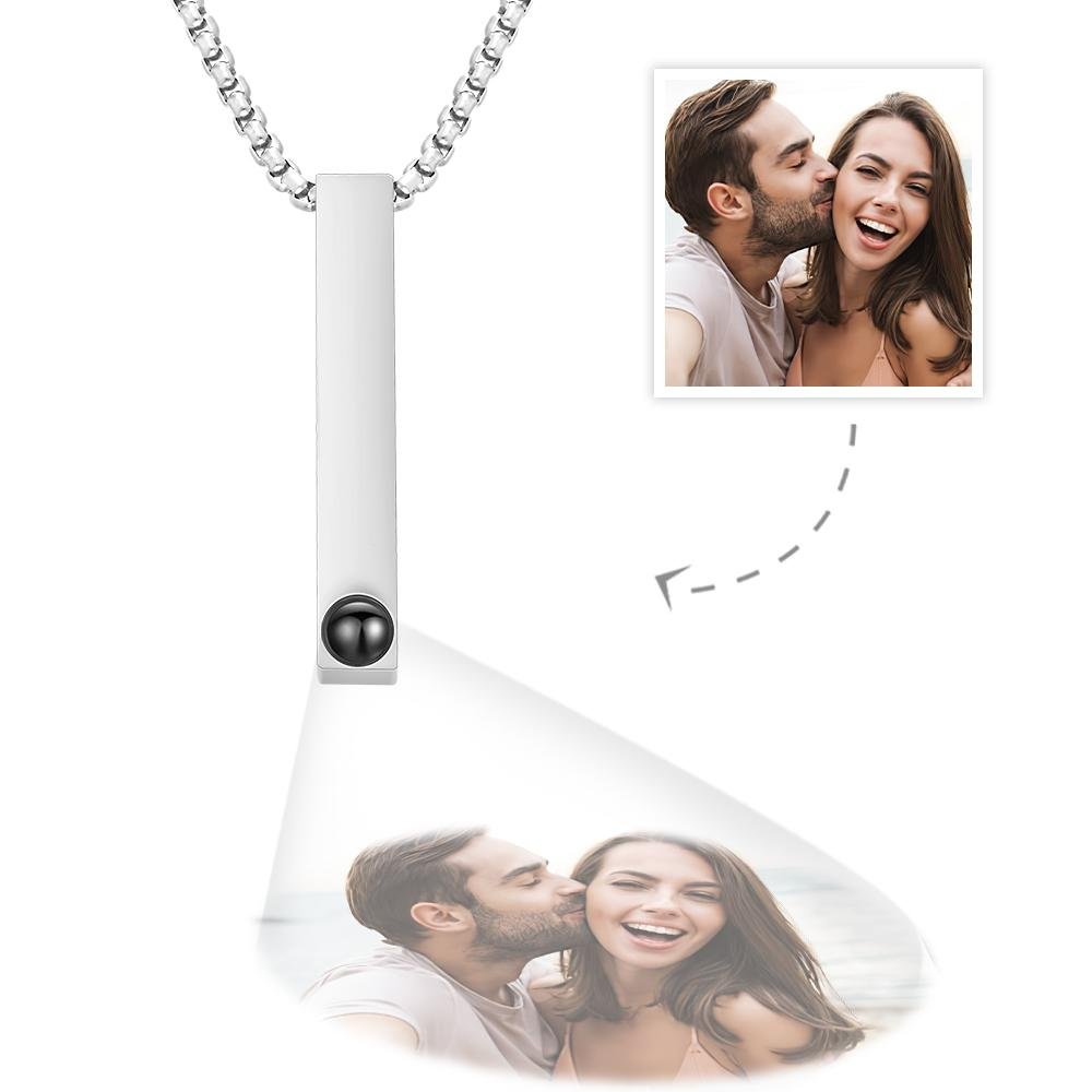 Photo Projection 3D Bar Necklace Vertical Bar Necklace Gifts For Father - DiyGiftly
