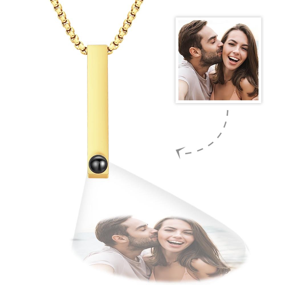 Photo Projection 3D Bar Necklace Vertical Bar Necklace Gifts For Father - DiyGiftly