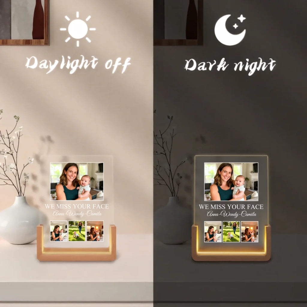 Photo upload - Personalized Photo Gifts for Girlfriend Women Wife Her, Customized Walnut LED Picture Frame for Couple Boyfriend Him Best Friend, Custom Gifts for Christmas Valentines Day Anniversary Birthday - Personalized Photo Led Night Light 1045116 - DiyGiftly