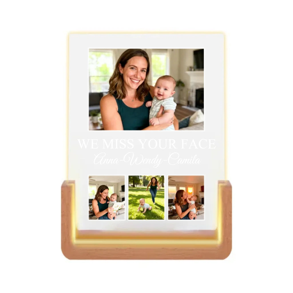 Photo upload - Personalized Photo Gifts for Girlfriend Women Wife Her, Customized Walnut LED Picture Frame for Couple Boyfriend Him Best Friend, Custom Gifts for Christmas Valentines Day Anniversary Birthday - Personalized Photo Led Night Light 1045116 - DiyGiftly