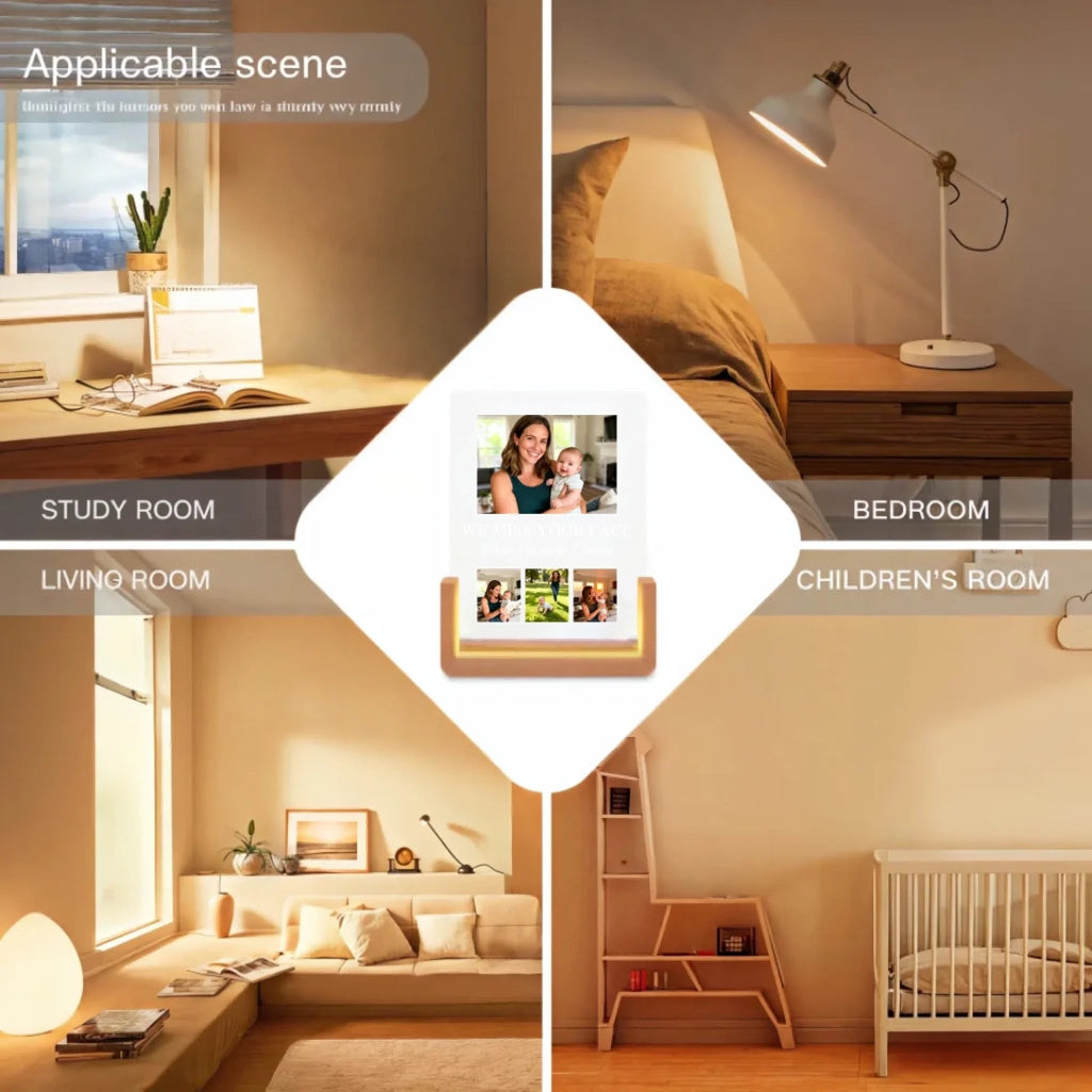 Photo upload - Personalized Photo Gifts for Girlfriend Women Wife Her, Customized Walnut LED Picture Frame for Couple Boyfriend Him Best Friend, Custom Gifts for Christmas Valentines Day Anniversary Birthday - Personalized Photo Led Night Light 1045116 - DiyGiftly