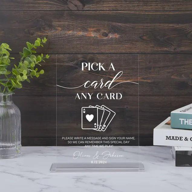 Pick a Card Any Card Sign, Playing Cards Guestbook Sign, Wedding Gift Table Sign, Playing Card Wedding Sign, Wedding Guestbook Card Sign 707712 - DiyGiftly