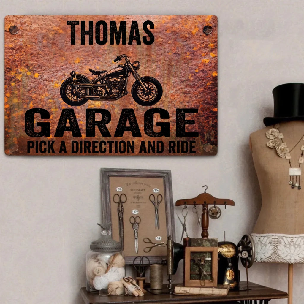 Pick A Direction And Ride - Gift for a Biker - Personalized Custom Metal Sign 736478 - 736537 - DiyGiftly