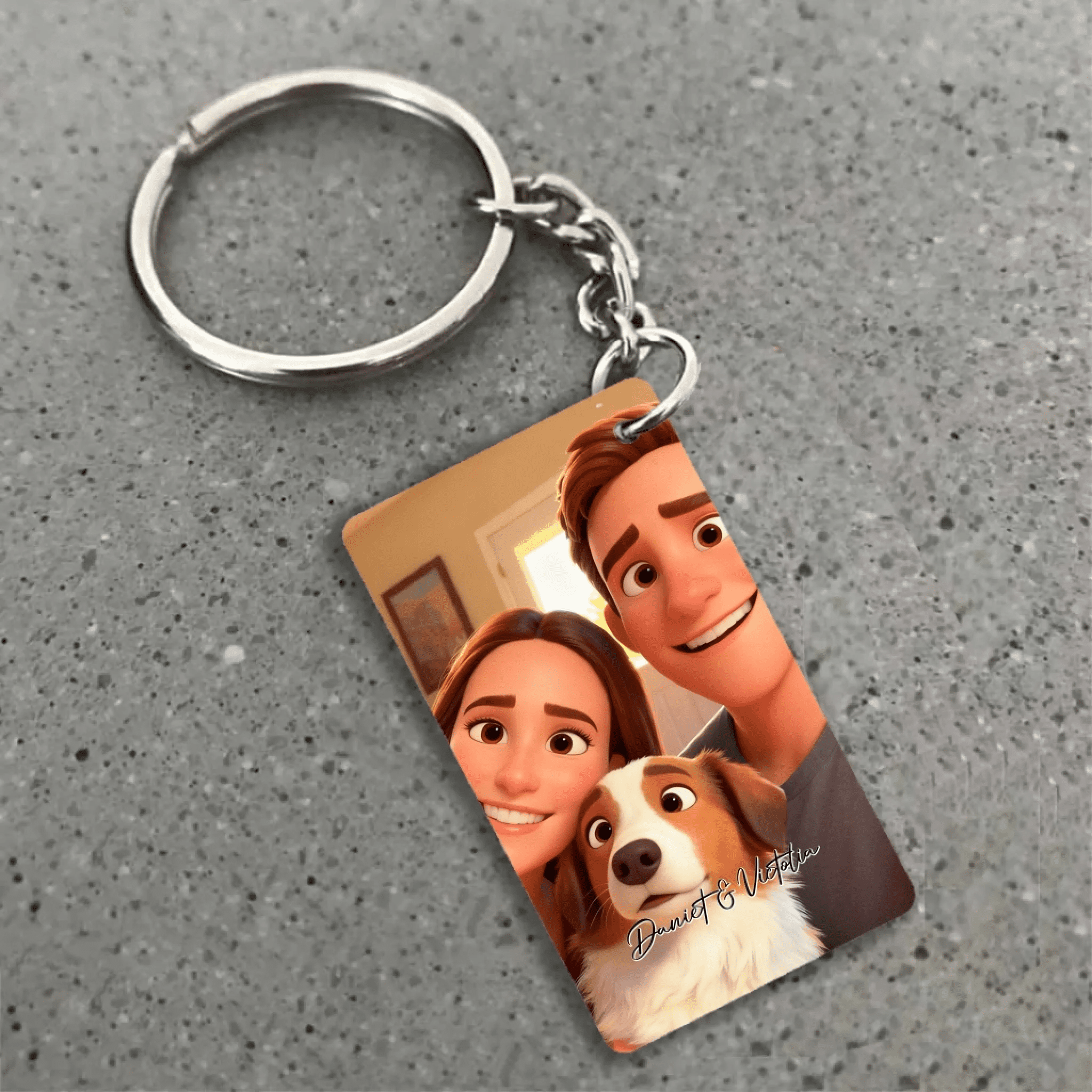 Pixar - Style Portrait from Photo – Custom Couples and Dog Digital 3D Artwork Gift – Custom Cartoon Portrait from Photo as Digital Download, Wall Art, Pillow, Mug, Blanket, Beach Towel, Keychain, Desk Sign & More 1063389 - DiyGiftly