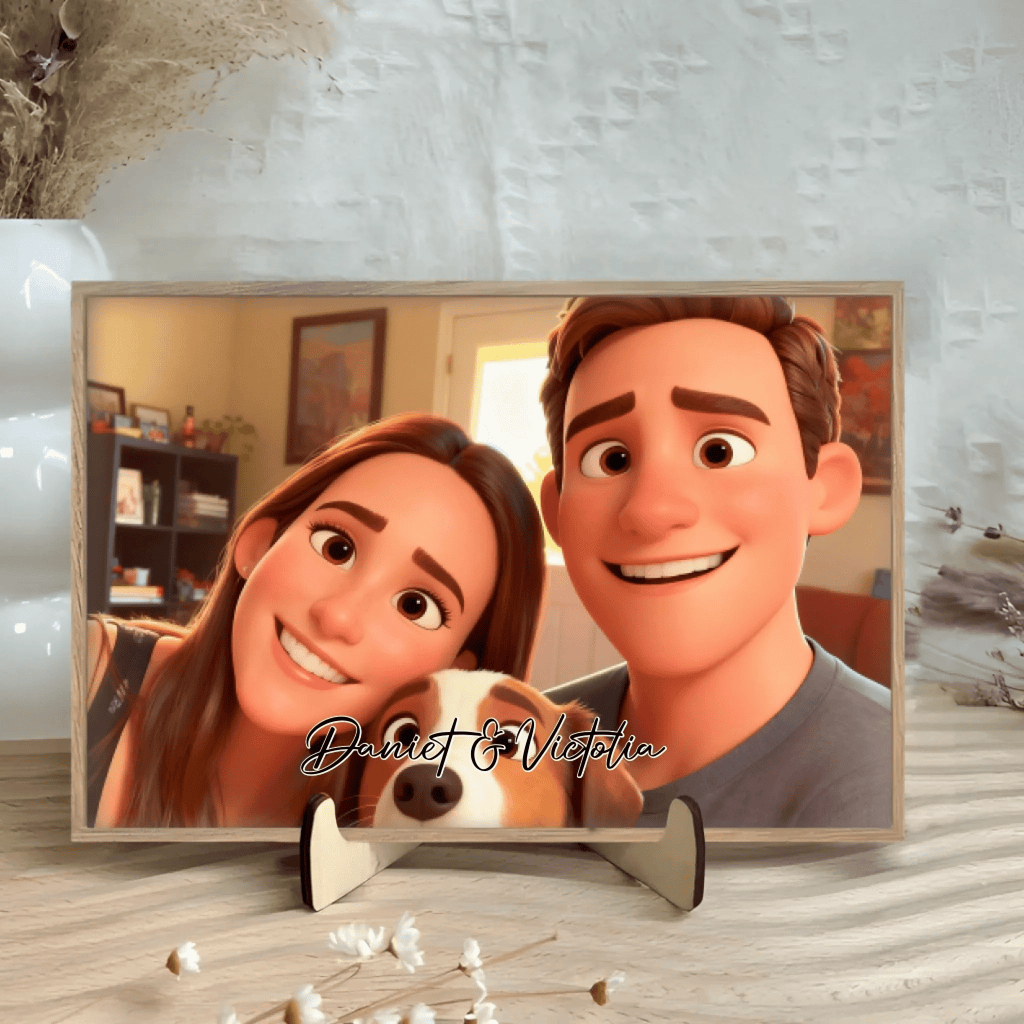 Pixar - Style Portrait from Photo – Custom Couples and Dog Digital 3D Artwork Gift – Custom Cartoon Portrait from Photo as Digital Download, Wall Art, Pillow, Mug, Blanket, Beach Towel, Keychain, Desk Sign & More 1063389 - DiyGiftly