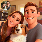 Pixar - Style Portrait from Photo – Custom Couples and Dog Digital 3D Artwork Gift – Custom Cartoon Portrait from Photo as Digital Download, Wall Art, Pillow, Mug, Blanket, Beach Towel, Keychain, Desk Sign & More 1063389 - DiyGiftly