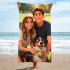 Pixar - Style Portrait from Photo – Custom Couples and Dog Digital 3D Artwork Gift – Custom Cartoon Portrait from Photo as Digital Download, Wall Art, Pillow, Mug, Blanket, Beach Towel, Keychain, Desk Sign & More 1063389 - DiyGiftly