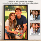 Pixar - Style Portrait from Photo – Custom Couples and Dog Digital 3D Artwork Gift – Custom Cartoon Portrait from Photo as Digital Download, Wall Art, Pillow, Mug, Blanket, Beach Towel, Keychain, Desk Sign & More 1063389 - DiyGiftly