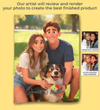 Pixar - Style Portrait from Photo – Custom Couples and Dog Digital 3D Artwork Gift – Custom Cartoon Portrait from Photo as Digital Download, Wall Art, Pillow, Mug, Blanket, Beach Towel, Keychain, Desk Sign & More 1063389 - DiyGiftly
