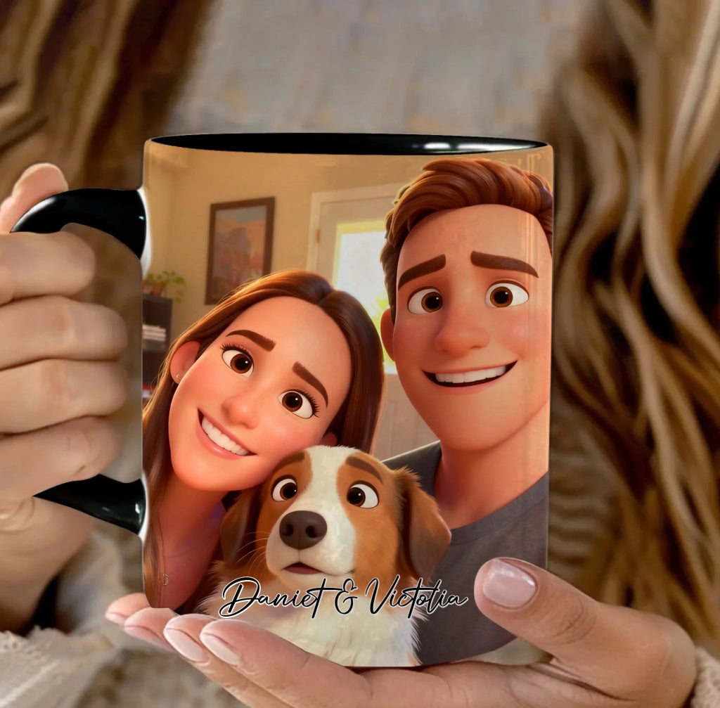 Pixar - Style Portrait from Photo – Custom Couples and Dog Digital 3D Artwork Gift – Custom Cartoon Portrait from Photo as Digital Download, Wall Art, Pillow, Mug, Blanket, Beach Towel, Keychain, Desk Sign & More 1063389 - DiyGiftly