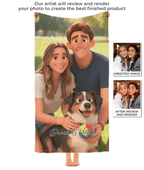 Pixar - Style Portrait from Photo – Custom Couples and Dog Digital 3D Artwork Gift – Custom Cartoon Portrait from Photo as Digital Download, Wall Art, Pillow, Mug, Blanket, Beach Towel, Keychain, Desk Sign & More 1063389 - DiyGiftly