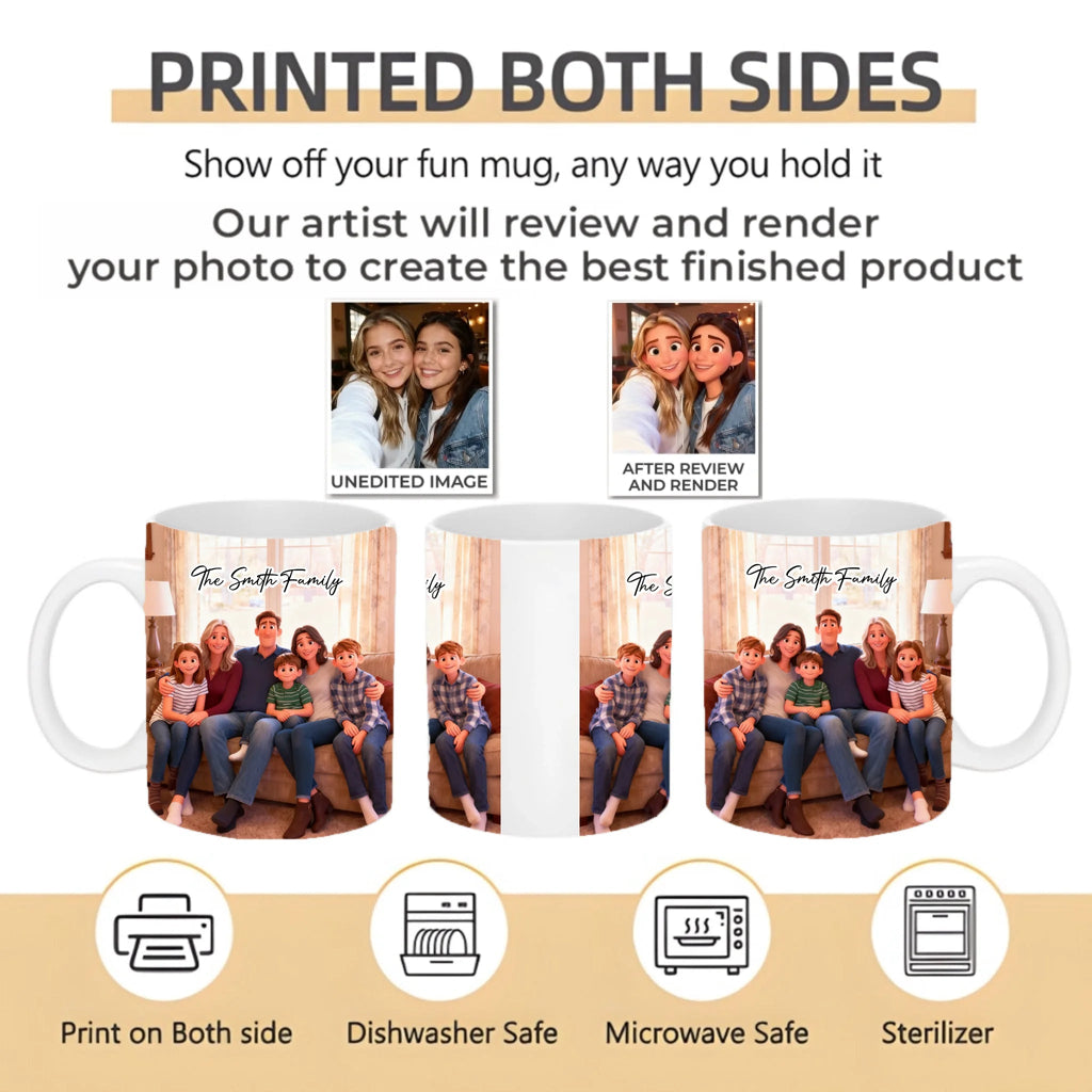 Pixar - Style Portrait from Photo – Custom Family Digital 3D Artwork Gift – Custom Cartoon Portrait from Photo as Digital Download, Wall Art, Pillow, Mug, Blanket, Beach Towel, Keychain, Desk Sign & More 1062413 - DiyGiftly