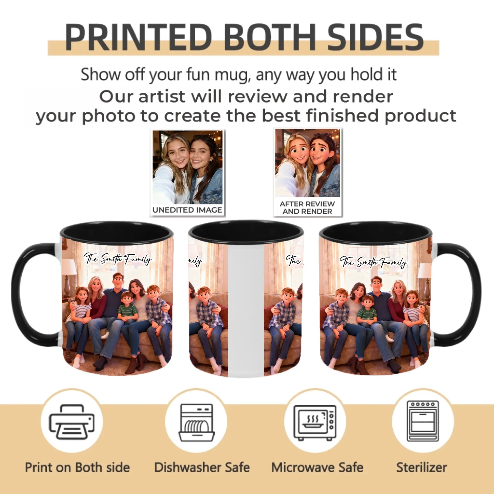 Pixar - Style Portrait from Photo – Custom Family Digital 3D Artwork Gift – Custom Cartoon Portrait from Photo as Digital Download, Wall Art, Pillow, Mug, Blanket, Beach Towel, Keychain, Desk Sign & More 1062413 - DiyGiftly