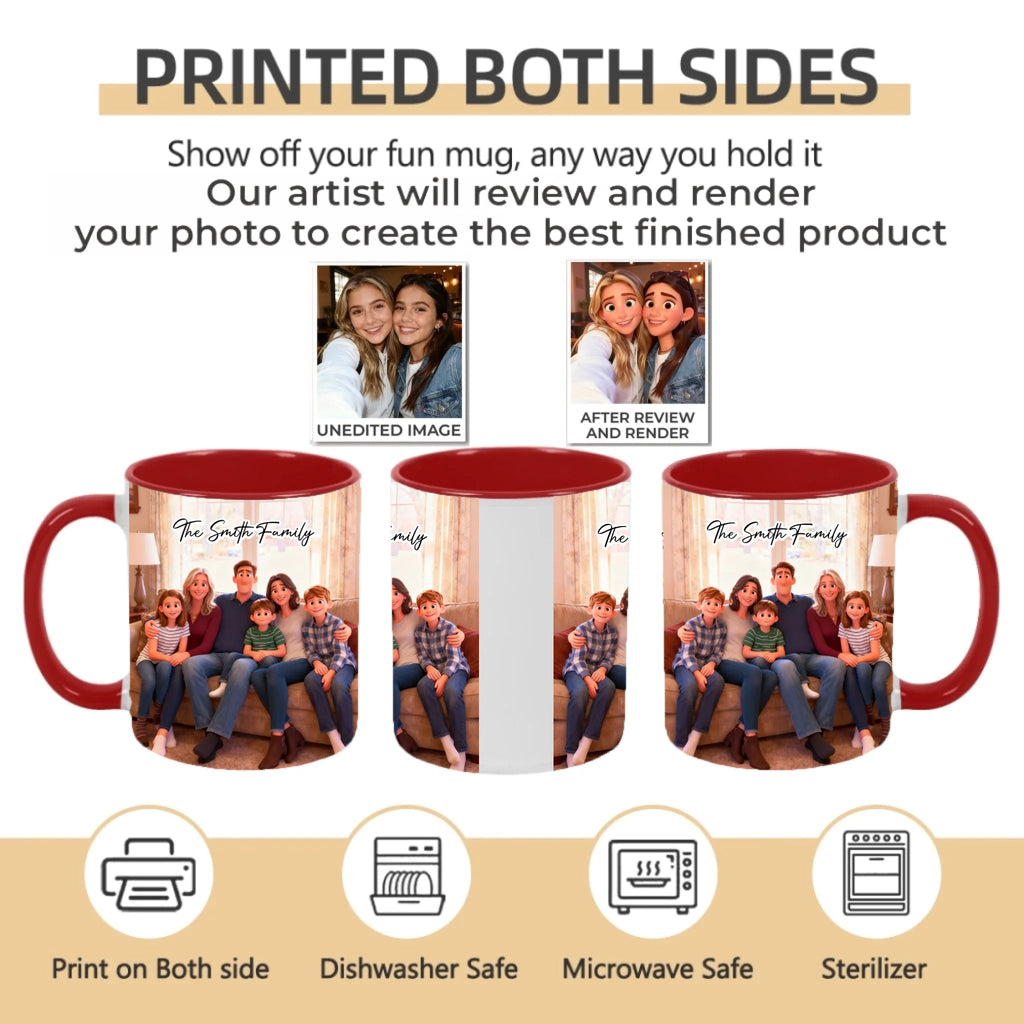 Pixar - Style Portrait from Photo – Custom Family Digital 3D Artwork Gift – Custom Cartoon Portrait from Photo as Digital Download, Wall Art, Pillow, Mug, Blanket, Beach Towel, Keychain, Desk Sign & More 1062413 - DiyGiftly
