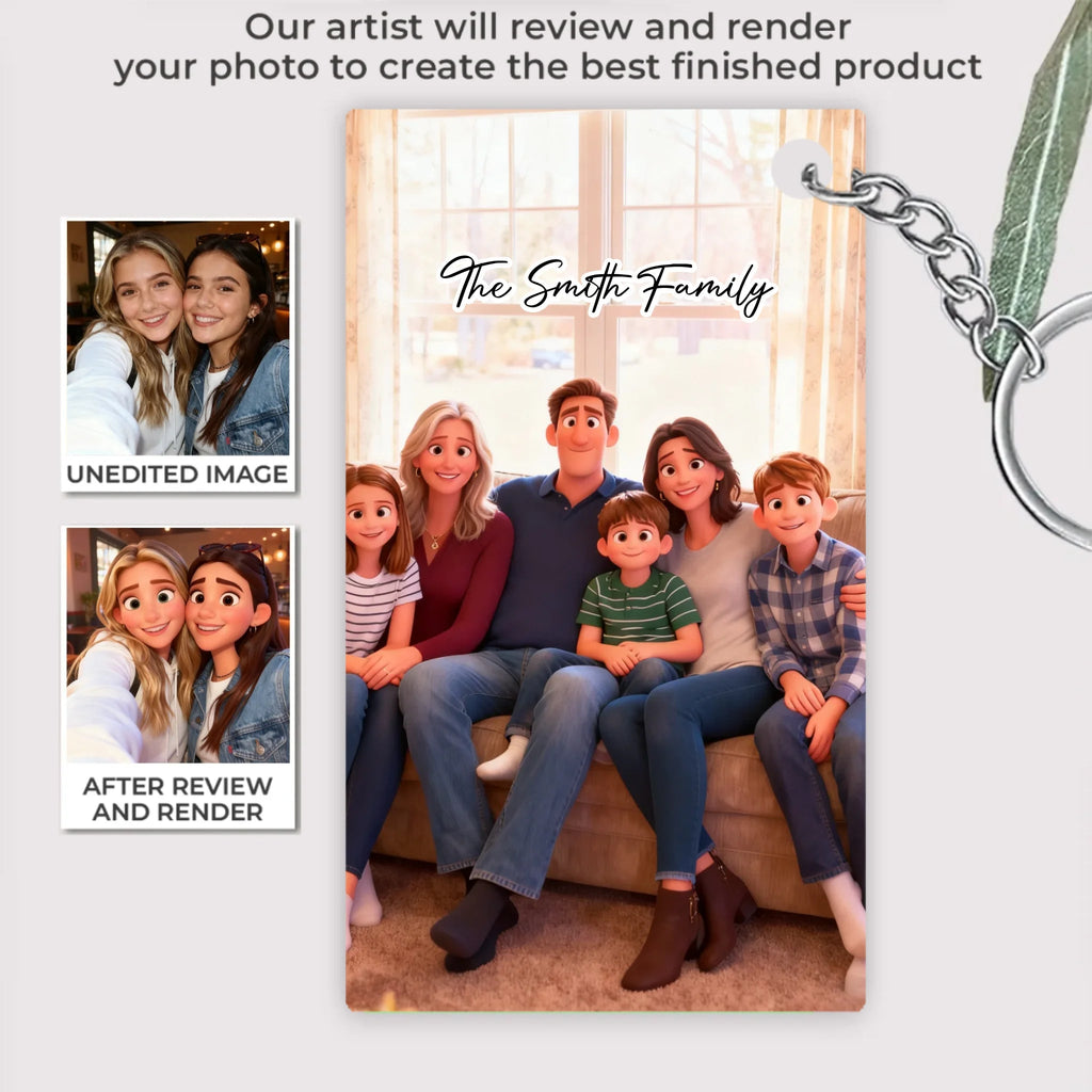 Pixar - Style Portrait from Photo – Custom Family Digital 3D Artwork Gift – Custom Cartoon Portrait from Photo as Digital Download, Wall Art, Pillow, Mug, Blanket, Beach Towel, Keychain, Desk Sign & More 1062413 - DiyGiftly