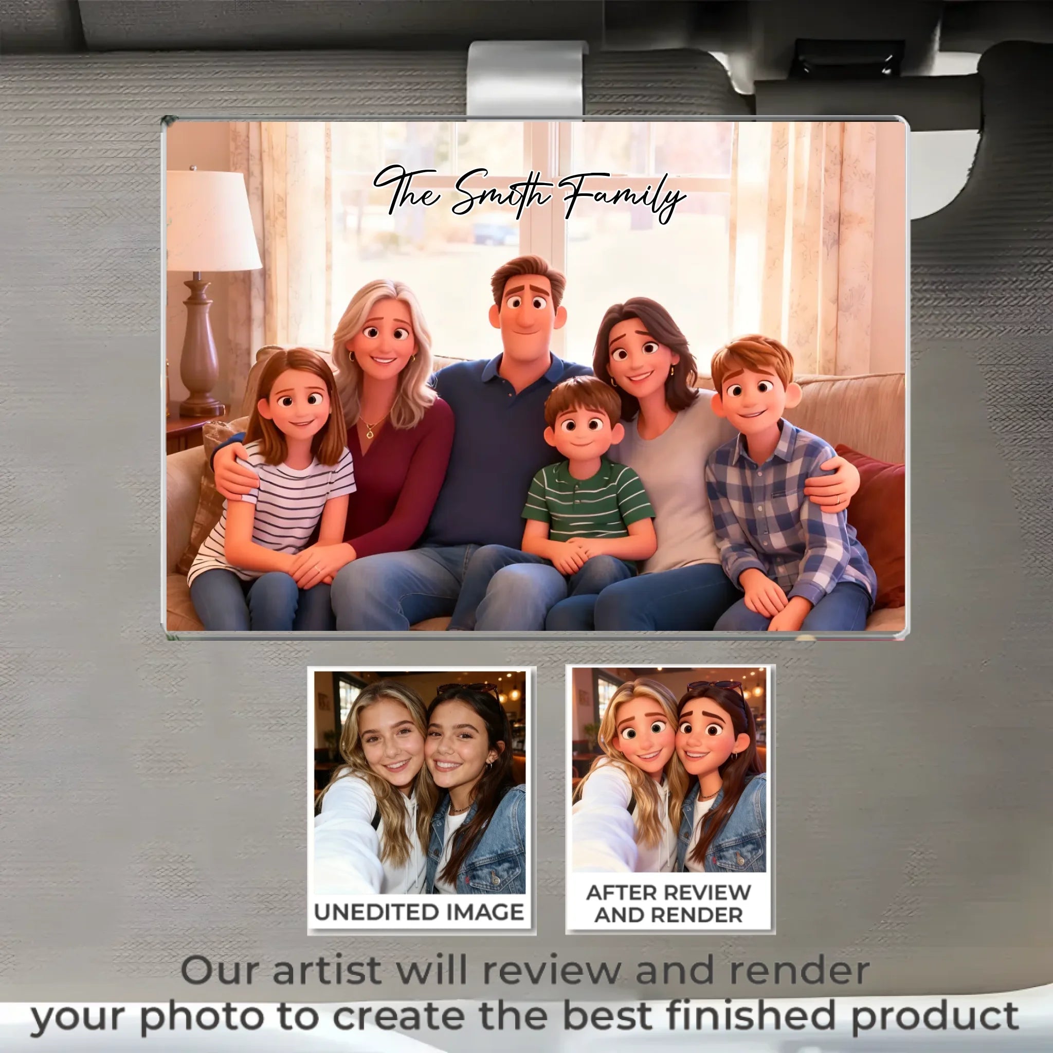 Pixar - Style Portrait from Photo – Custom Family Digital 3D Artwork Gift – Custom Cartoon Portrait from Photo as Digital Download, Wall Art, Pillow, Mug, Blanket, Beach Towel, Keychain, Desk Sign & More 1062413 - DiyGiftly