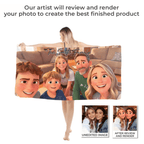 Pixar - Style Portrait from Photo – Custom Family Digital 3D Artwork Gift – Custom Cartoon Portrait from Photo as Digital Download, Wall Art, Pillow, Mug, Blanket, Beach Towel, Keychain, Desk Sign & More 1062413 - DiyGiftly