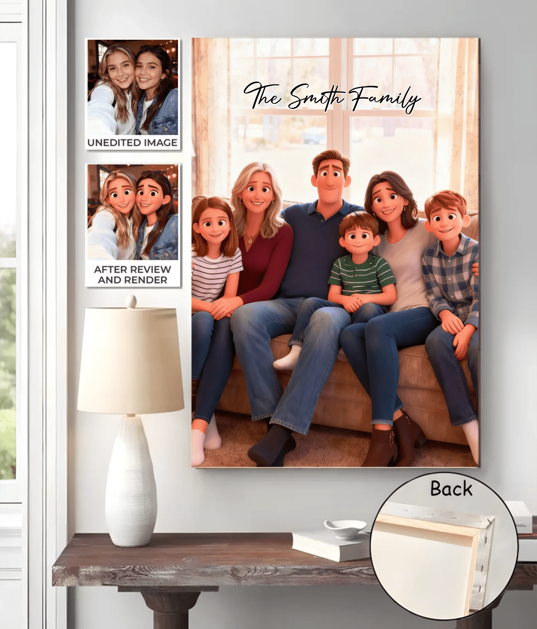 Pixar - Style Portrait from Photo – Custom Family Digital 3D Artwork Gift – Custom Cartoon Portrait from Photo as Digital Download, Wall Art, Pillow, Mug, Blanket, Beach Towel, Keychain, Desk Sign & More 1062413 - DiyGiftly
