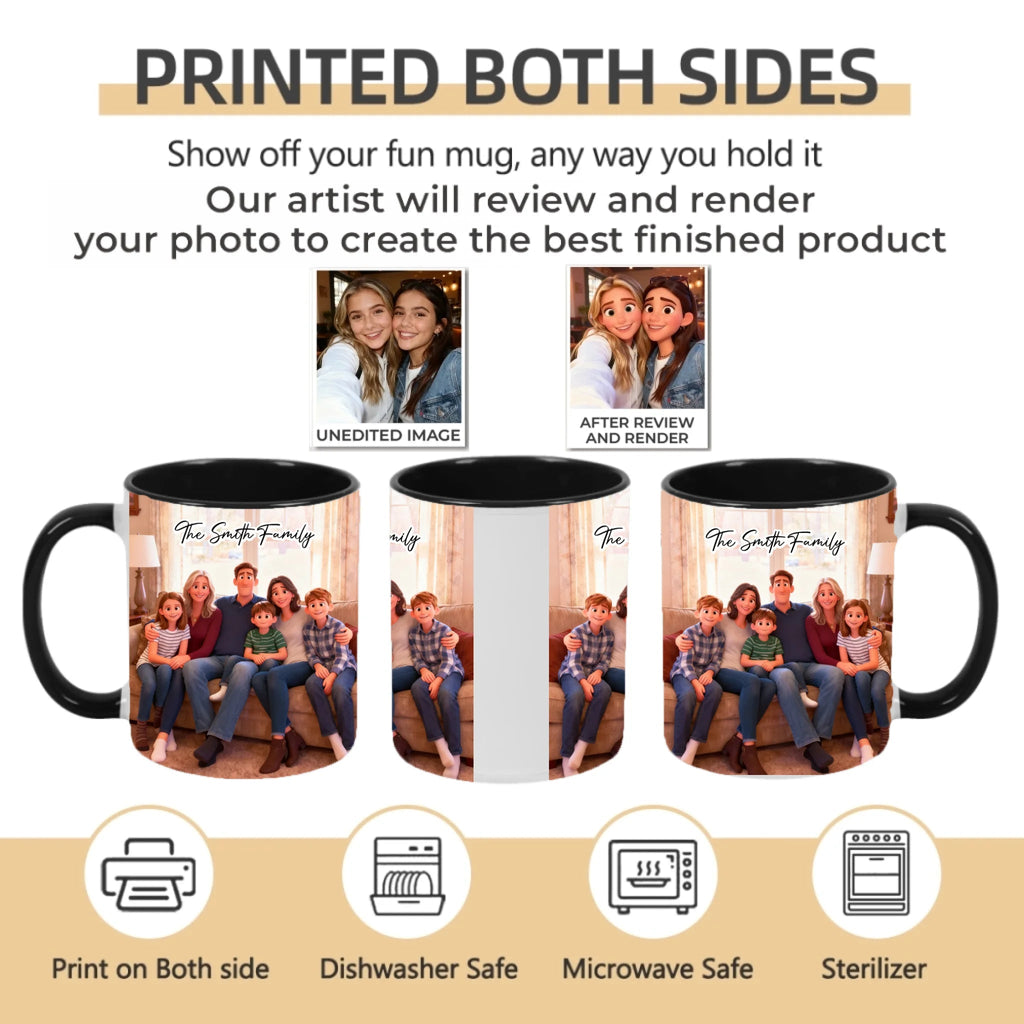 Pixar - Style Portrait from Photo – Custom Family Digital 3D Artwork Gift – Custom Cartoon Portrait from Photo as Digital Download, Wall Art, Pillow, Mug, Blanket, Beach Towel, Keychain, Desk Sign & More 1062413 - 2 - DiyGiftly