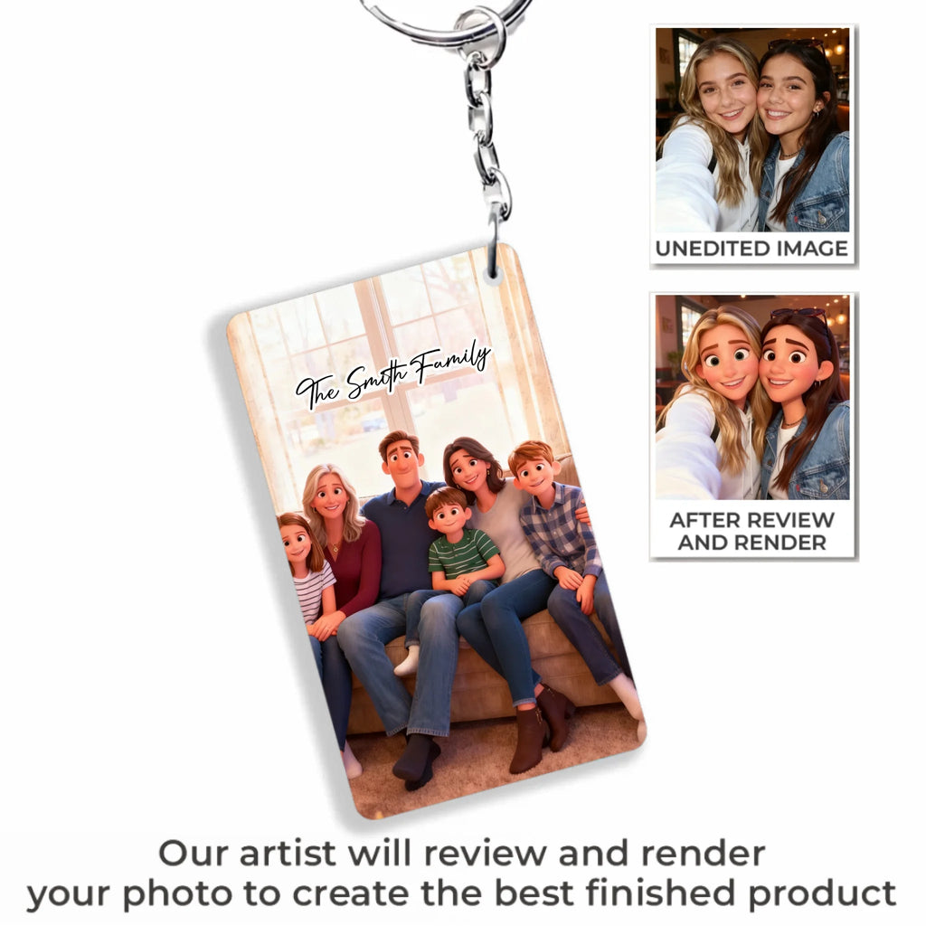 Pixar - Style Portrait from Photo – Custom Family Digital 3D Artwork Gift – Custom Cartoon Portrait from Photo as Digital Download, Wall Art, Pillow, Mug, Blanket, Beach Towel, Keychain, Desk Sign & More 1062413 - DiyGiftly
