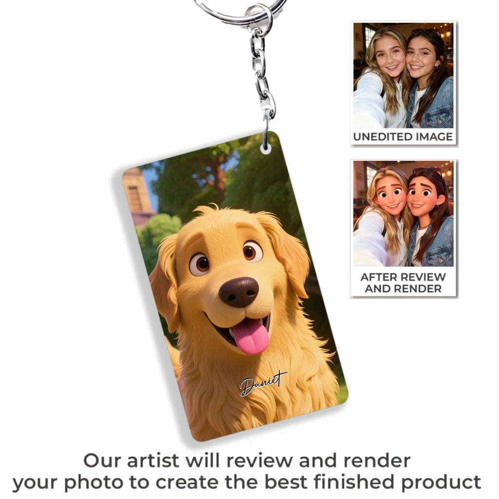 Pixar - Style Portrait from Photo – Custom Pet Lovers Digital 3D Artwork Gift – Custom Cartoon Portrait from Photo as Digital Download, Wall Art, Pillow, Mug, Blanket, Beach Towel, Keychain, Desk Sign & More 1066486 - DiyGiftly