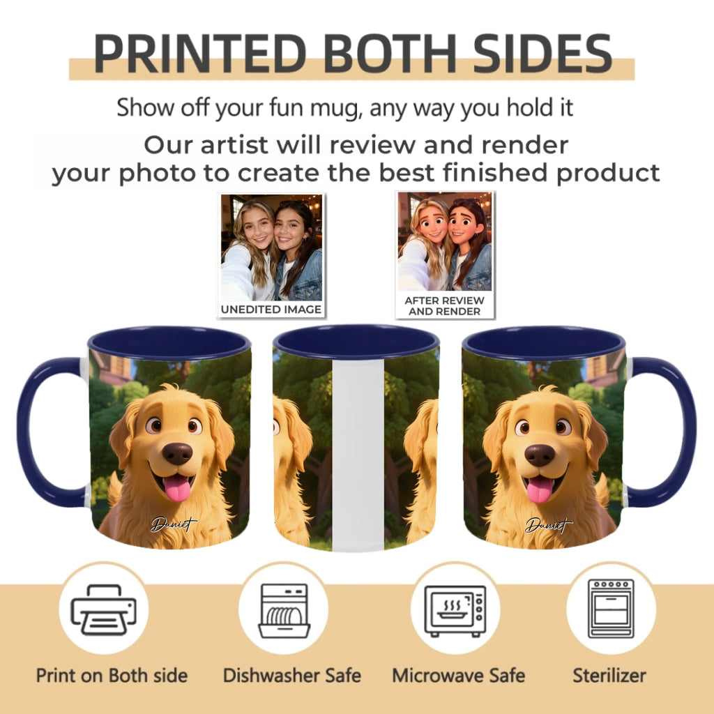Pixar - Style Portrait from Photo – Custom Pet Lovers Digital 3D Artwork Gift – Custom Cartoon Portrait from Photo as Digital Download, Wall Art, Pillow, Mug, Blanket, Beach Towel, Keychain, Desk Sign & More 1066486 - DiyGiftly